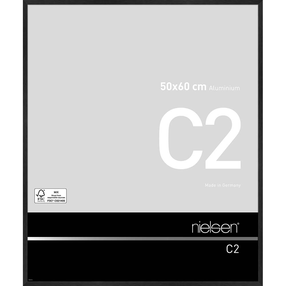 C2 Noir mat brossé 50 x 60 cm