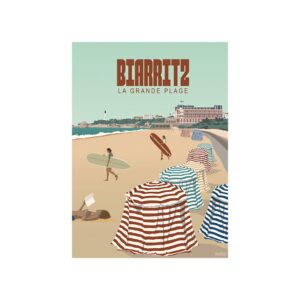 AFFICHE BIARRITZ GRANDE PLAGE - 30X40CM